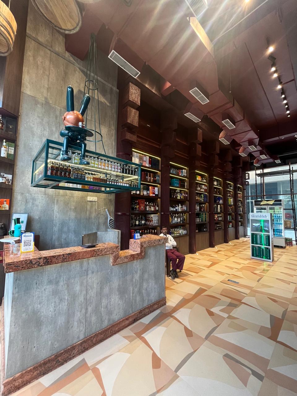 Imported wine and champagne collection at Vandyk Spirits Noida liquor store