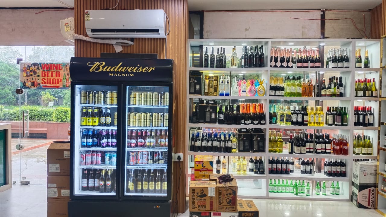 Modern air-conditioned liquor shop with premium ambience
