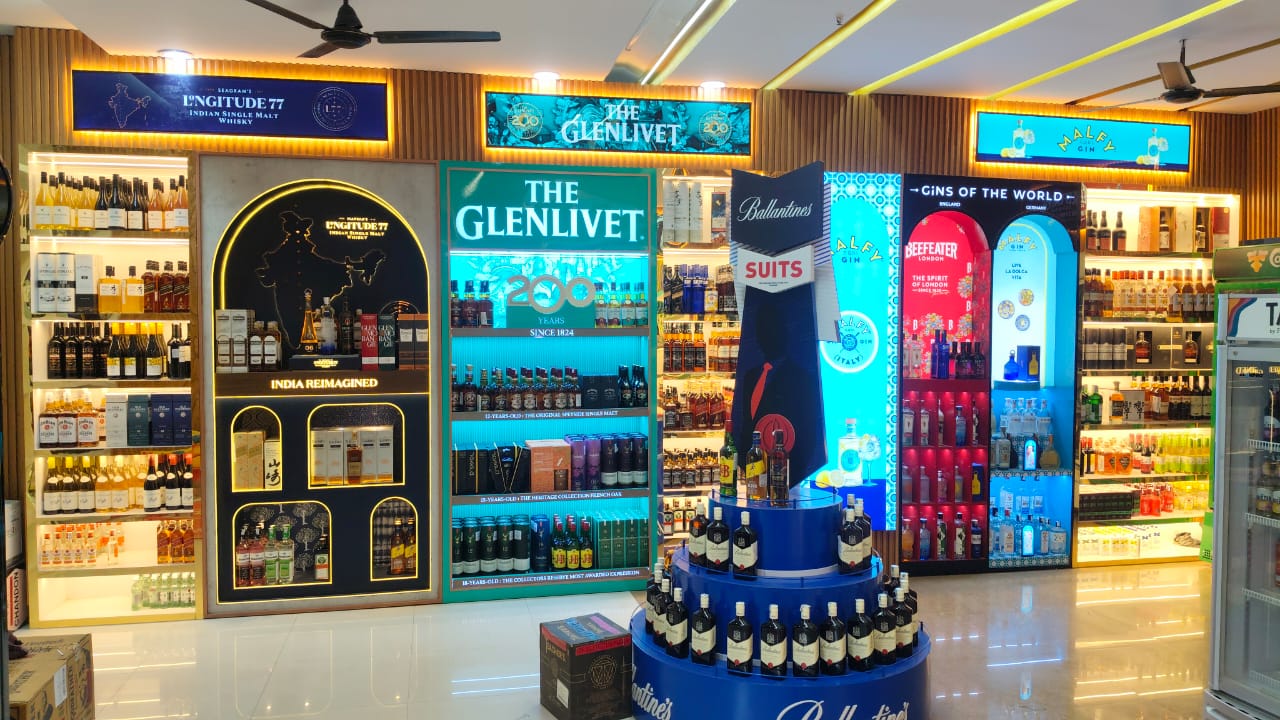 Luxury retail theka offering imported whisky and fine wine brands