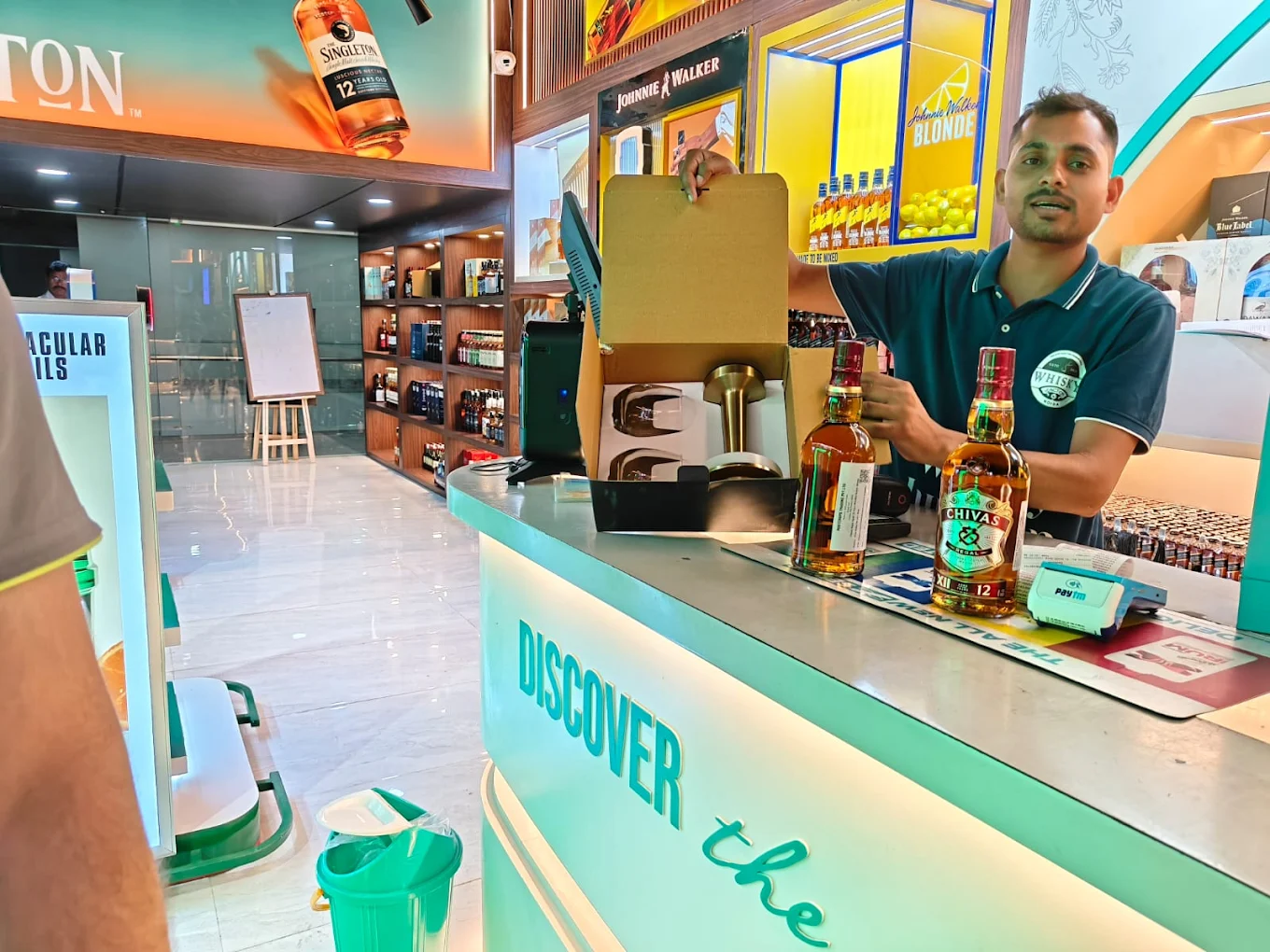 Fine wines and champagne section at Whisky Junction Noida liquor store