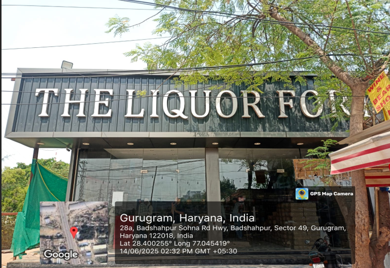 Premium liquor shelves with whisky, rum, vodka