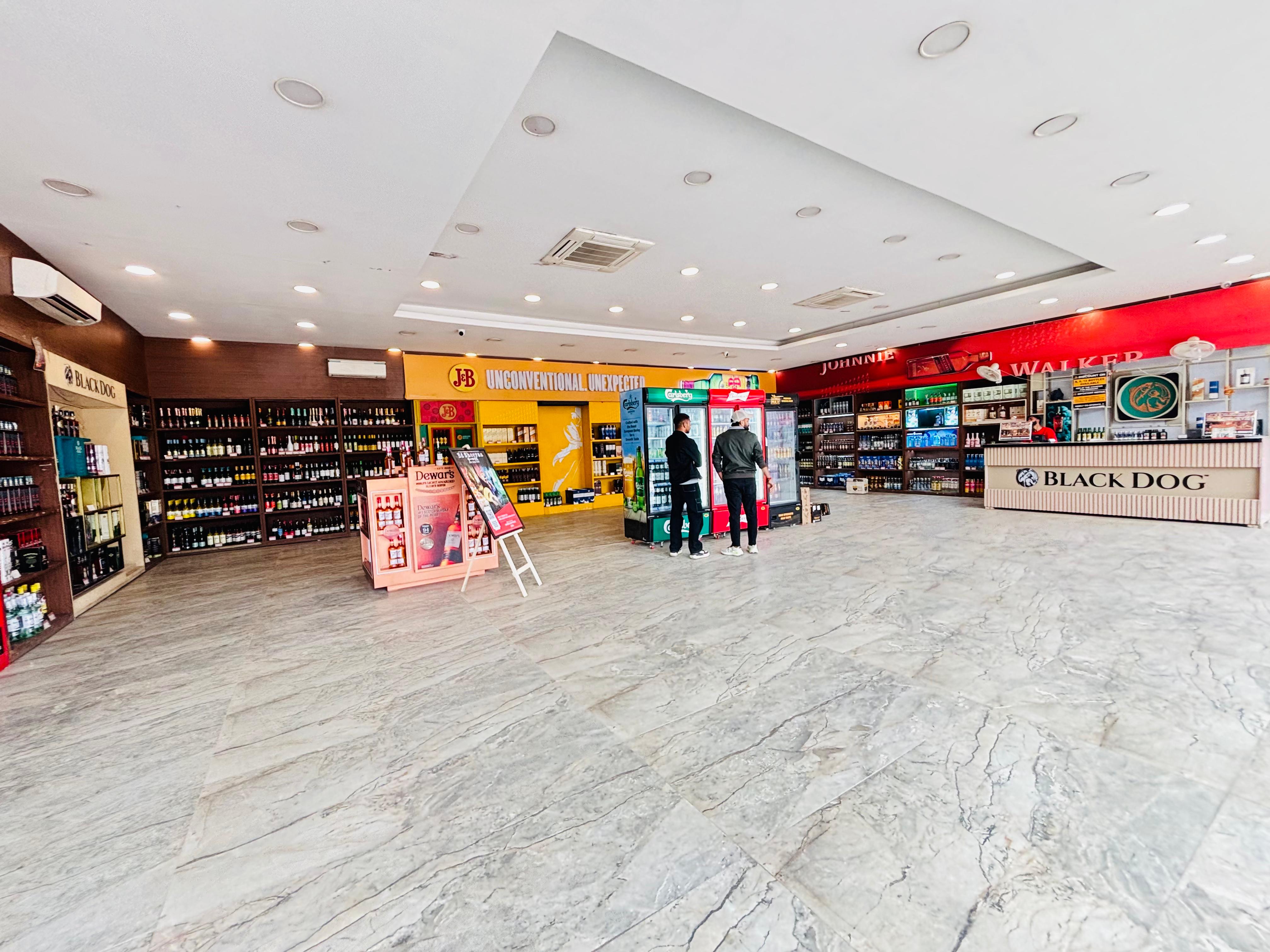 Modern interior of G-Town Wines liquor store in Sector 53 Gurgaon