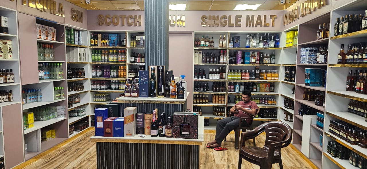 Indian whisky and rum selection at desi theka Sector 31 Noida