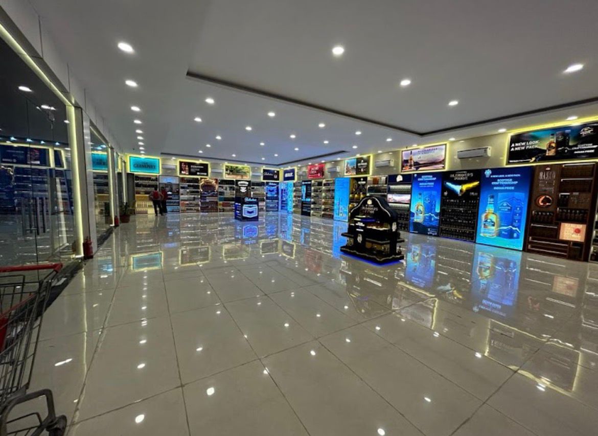 Premium wine and liquor shelves at Lakeforest Wines Gurugram