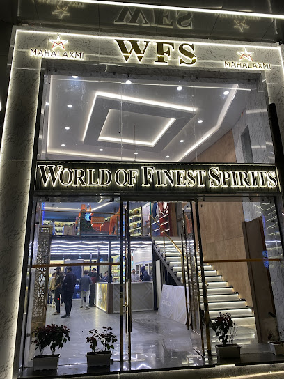 Premium liquor shelves with whisky, rum, vodka