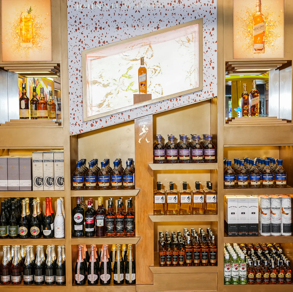 Premium liquor store interior with modern design and elegant ambience in Chandigarh